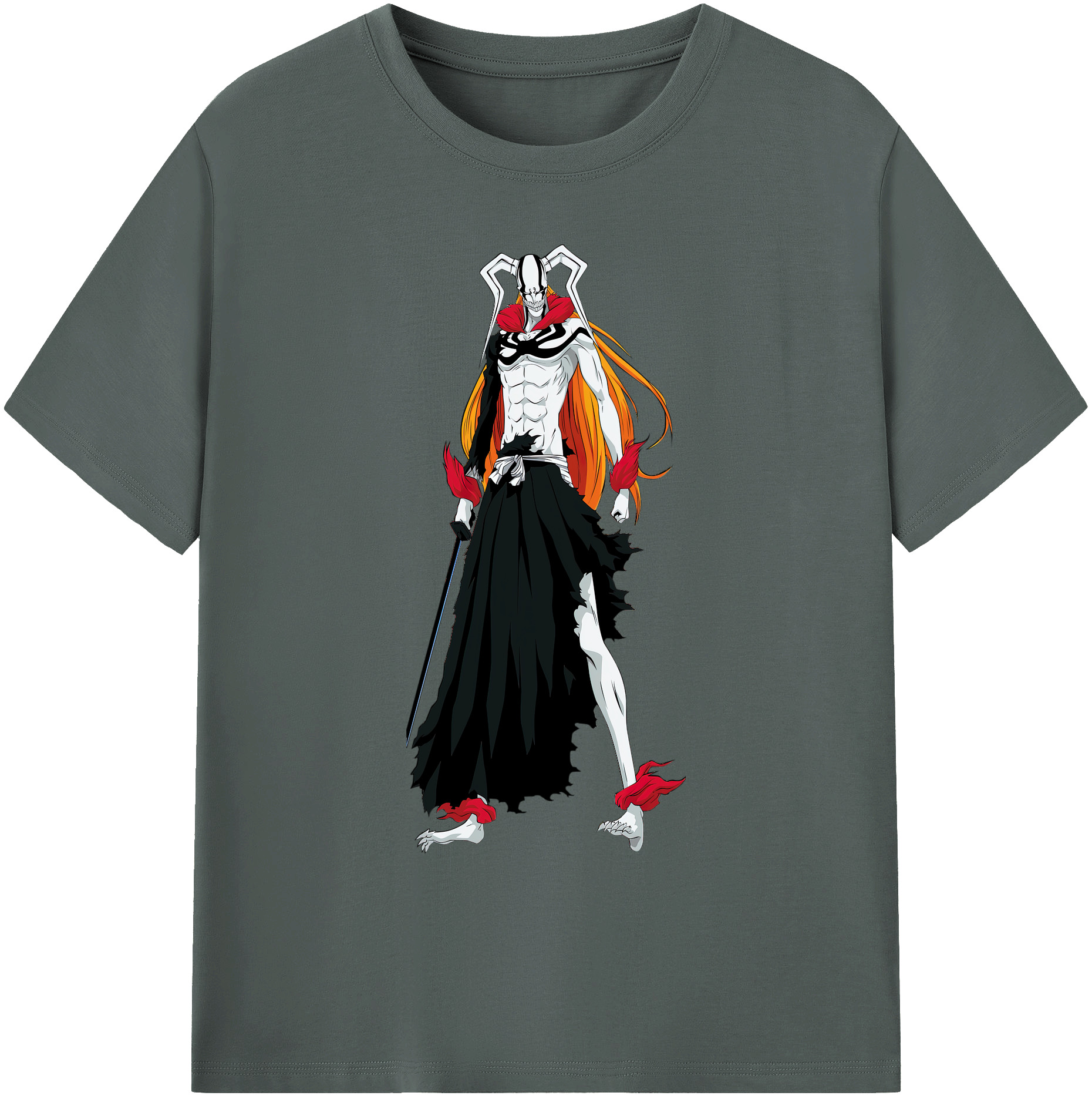 （画像用） ブリーチ 黒崎一護（くろさき いちご）BLEACH Kurosaki Ichigo 綿100％ メンズ半袖Tシャツ｜肌触りやわらか＆通気性